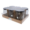 REGENT GLASS FACETED JARS WITH BLACK LIDS 6PK, 380ML
