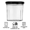 REGENT GLASS FACETED JAR WITH BLACK LID 6PK, 250ML
