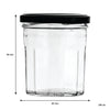 REGENT GLASS FACETED JARS WITH BLACK LIDS 6PK, 300ML