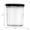 REGENT GLASS FACETED JARS WITH BLACK LIDS 6PK, 300ML