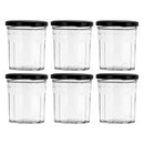 REGENT GLASS FACETED JAR WITH BLACK LID 6 PACK, 250ML