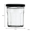 REGENT GLASS FACETED JARS WITH BLACK LIDS 6PK, 200ML