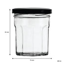 REGENT GLASS FACETED JAR WITH BLACK LID 6 PACK, 200ML