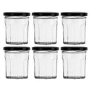 REGENT GLASS FACETED JAR WITH BLACK LID 6 PACK, 200ML