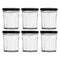 REGENT GLASS FACETED JAR WITH BLACK LID 6 PACK, 200ML