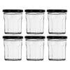 REGENT GLASS FACETED JAR WITH BLACK LID 6 PACK, 200ML