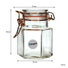 REGENT GLASS HEXAGONAL HERMETIC JARS WITH ROSE GOLD CLIP 6 PACK, 100ML
