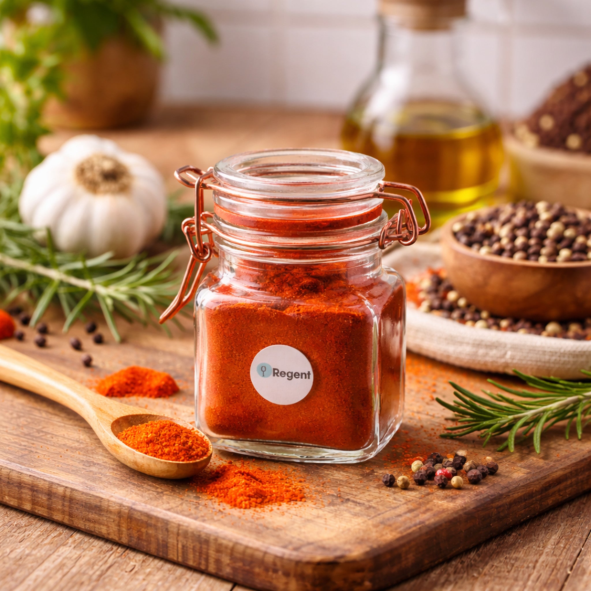 REGENT SQUARE HERMETIC GLASS JARS WITH ROSE GOLD CLIPS 6PK, 100ML