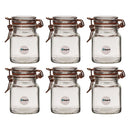 REGENT GLASS SQUARE HERMETIC JARS WITH ROSE GOLD CLIP 6 PACK, 100ML (80X50X50MM)