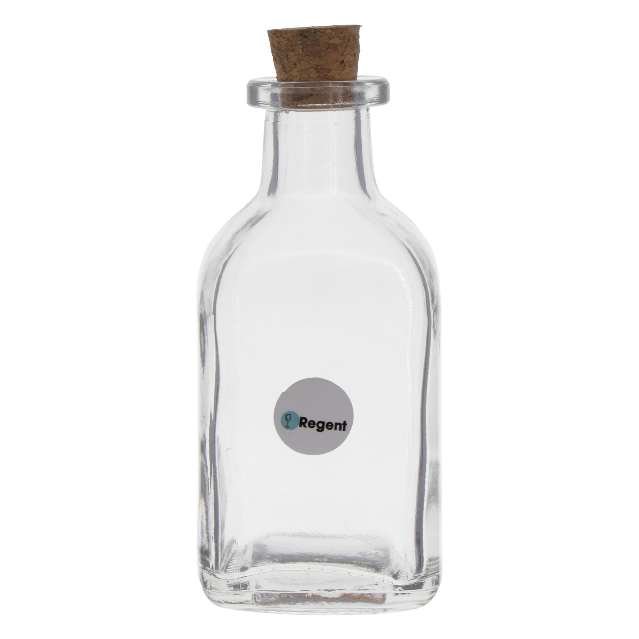 REGENT GLASS SQUARE BOTTLES WITH CORK LIDS 6PK, 120ML