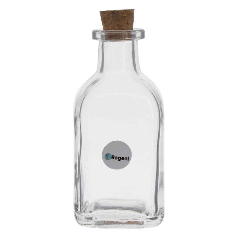 REGENT GLASS SQUARE BOTTLES WITH CORK LIDS 6 PACK, 120ML (114X51X51MM)