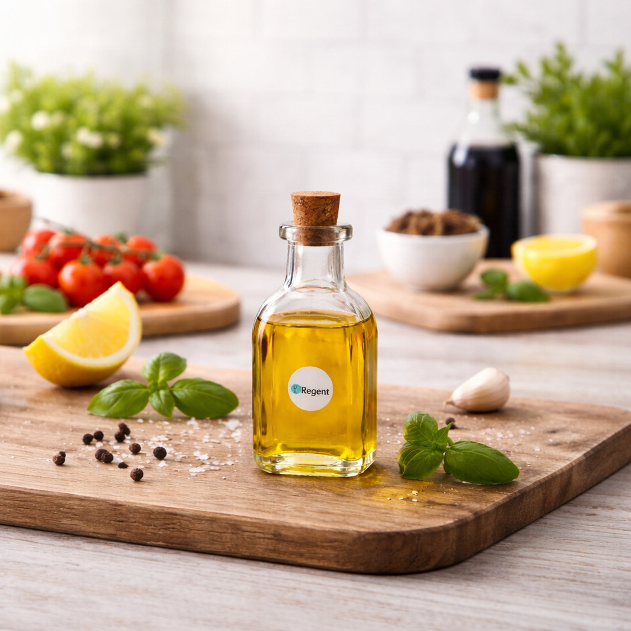 REGENT GLASS SQUARE BOTTLES WITH CORK LIDS 6PK, 120ML