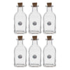 REGENT GLASS SQUARE BOTTLES WITH CORK LIDS 6 PACK, 120ML (114X51X51MM)