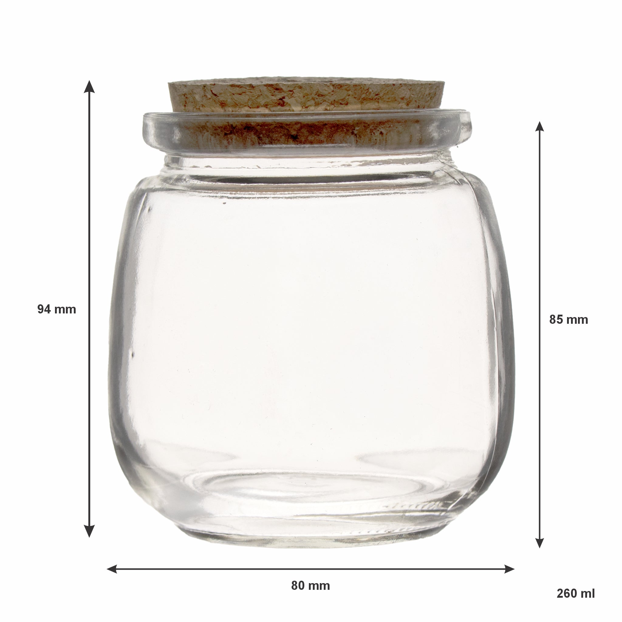 REGENT GLASS ROUND BOTTLES WITH CORK LIDS 6PK, 260ML