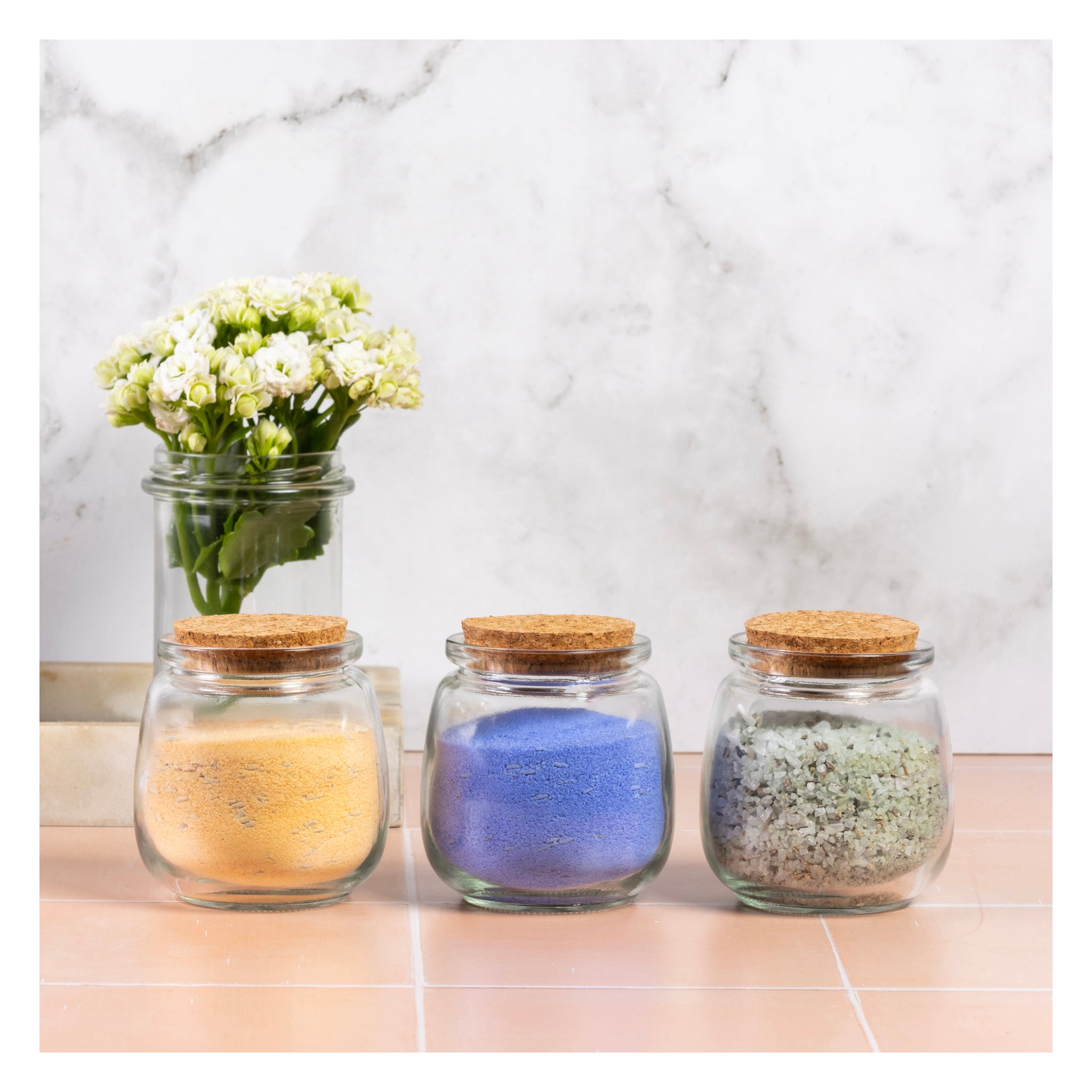 REGENT GLASS ROUND BOTTLES WITH CORK LIDS 6PK, 260ML
