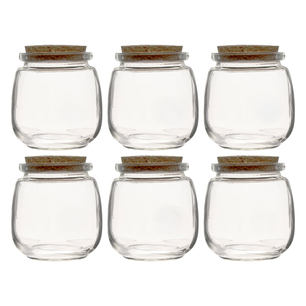 REGENT GLASS ROUND BOTTLES WITH CORK LIDS 6PK, 260ML