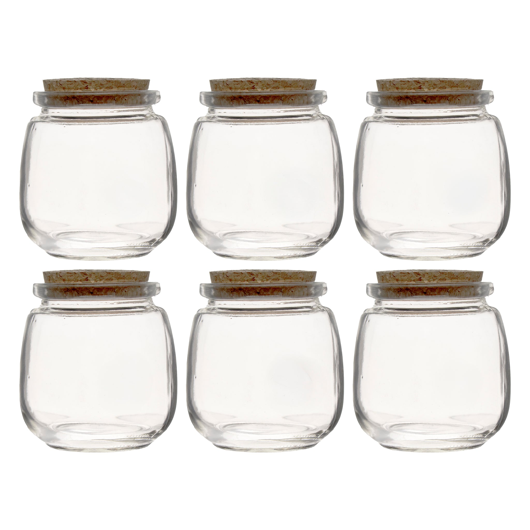 REGENT GLASS ROUND BOTTLES WITH CORK LIDS 6PK, 260ML