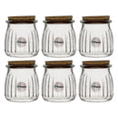 REGENT GLASS ROUND RIBBED JARS WITH CORK LIDS 6 PACK, 160ML (71MM DIAX80MM)