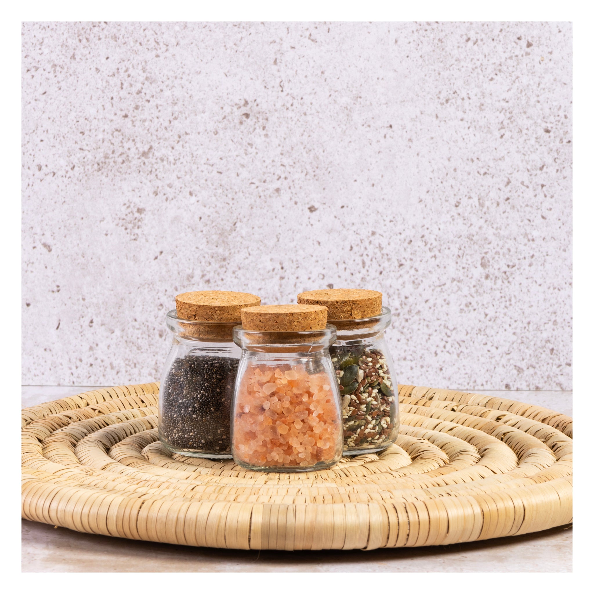 REGENT GLASS ROUND BOTTLES WITH CORK LIDS 6PK, 100ML