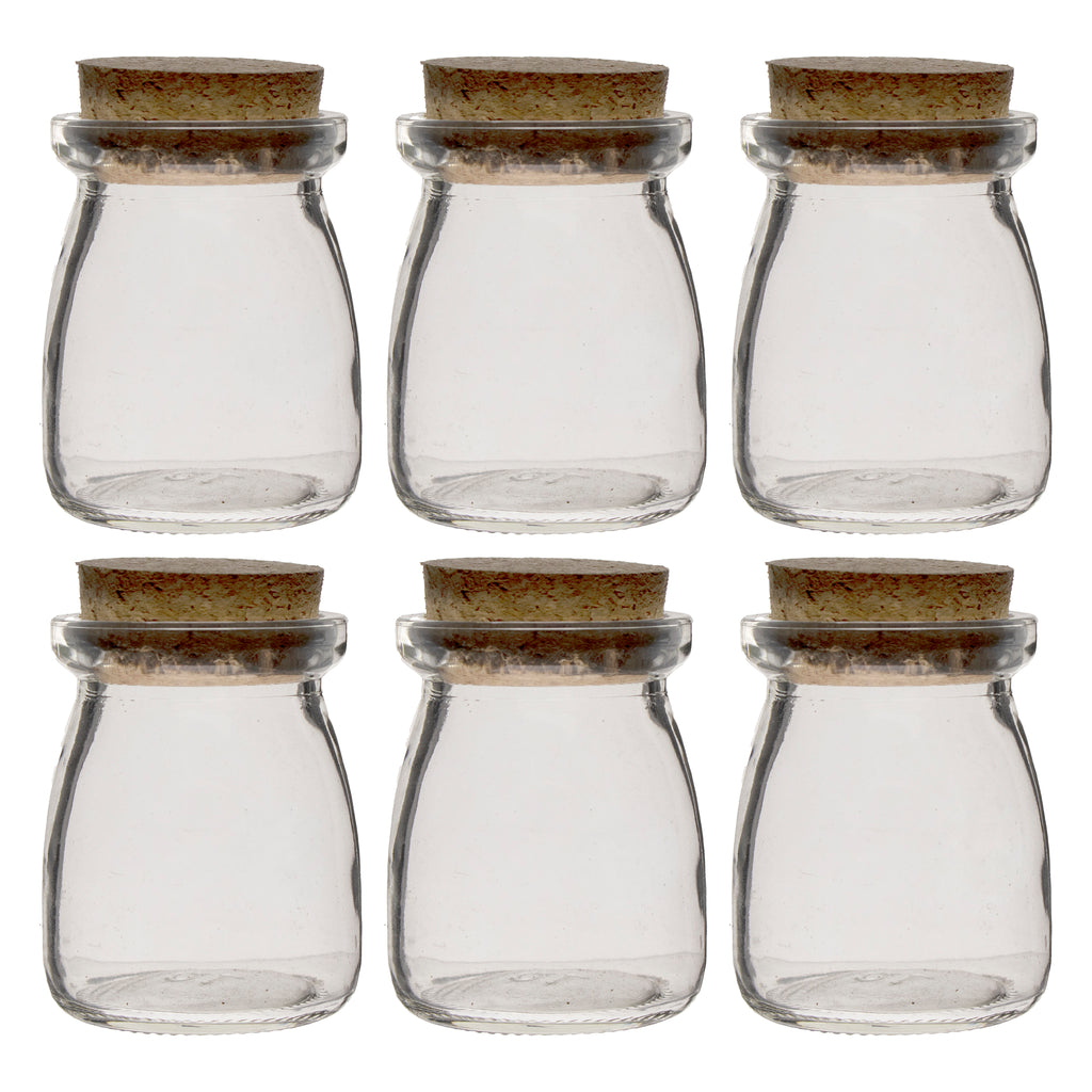 REGENT GLASS ROUND BOTTLES WITH CORK LIDS 6PK, 100ML