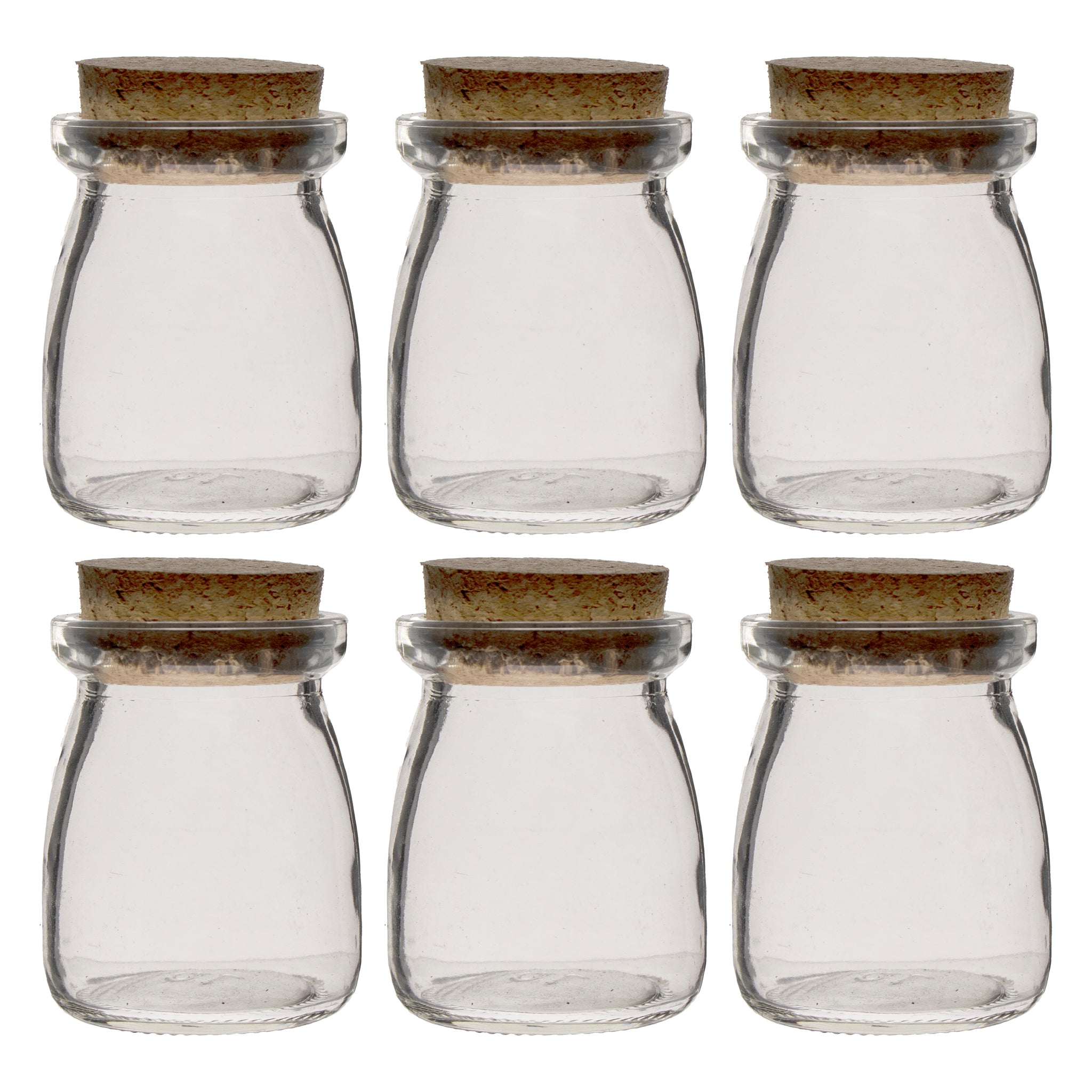 REGENT GLASS ROUND BOTTLES WITH CORK LIDS 6PK, 100ML