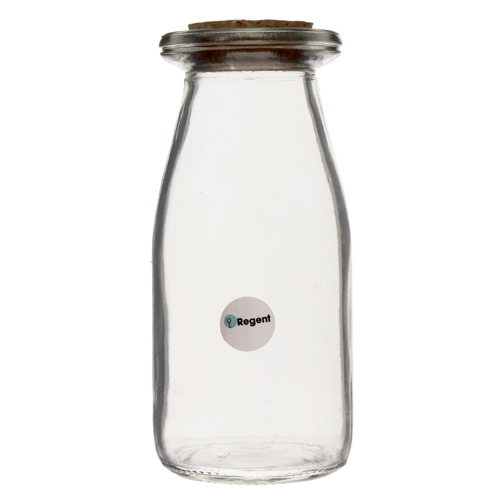 REGENT GLASS ROUND BOTTLES WITH CORK LIDS 6PK, 190ML