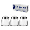 CONSOL SOHO GLASS CANISTERS WITH ST STEEL LIDS 3PCE SET, 800ML (140X125MM DIA)