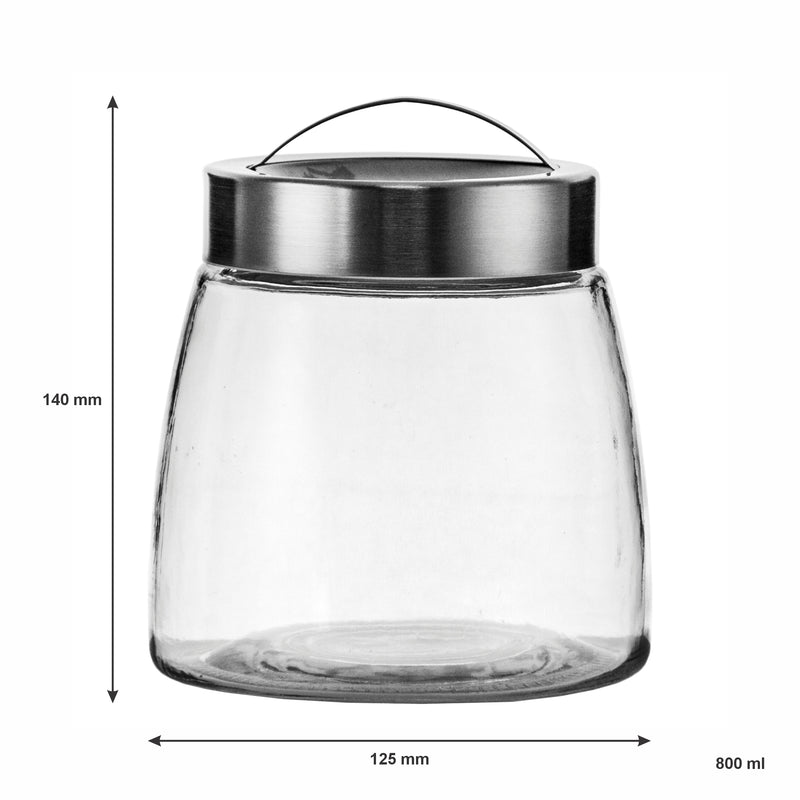 CONSOL SOHO GLASS CANISTERS WITH ST STEEL LIDS 3PK SET, 800ML