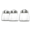 CONSOL SOHO GLASS CANISTERS WITH ST STEEL LIDS 3PCE SET, 800ML (140X125MM DIA)