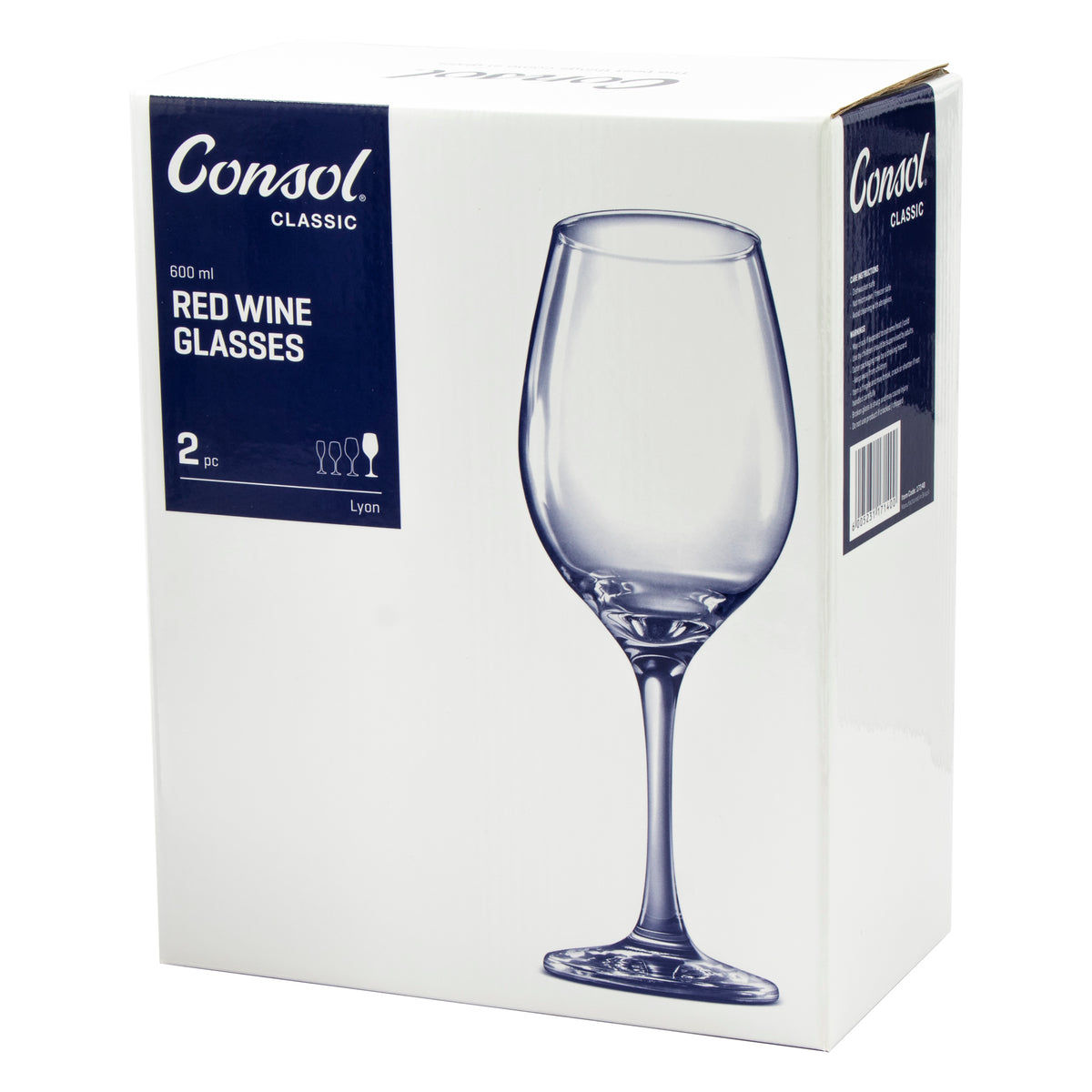 CONSOL LYON STEM RED WINE GLASS 2PK, 600ML