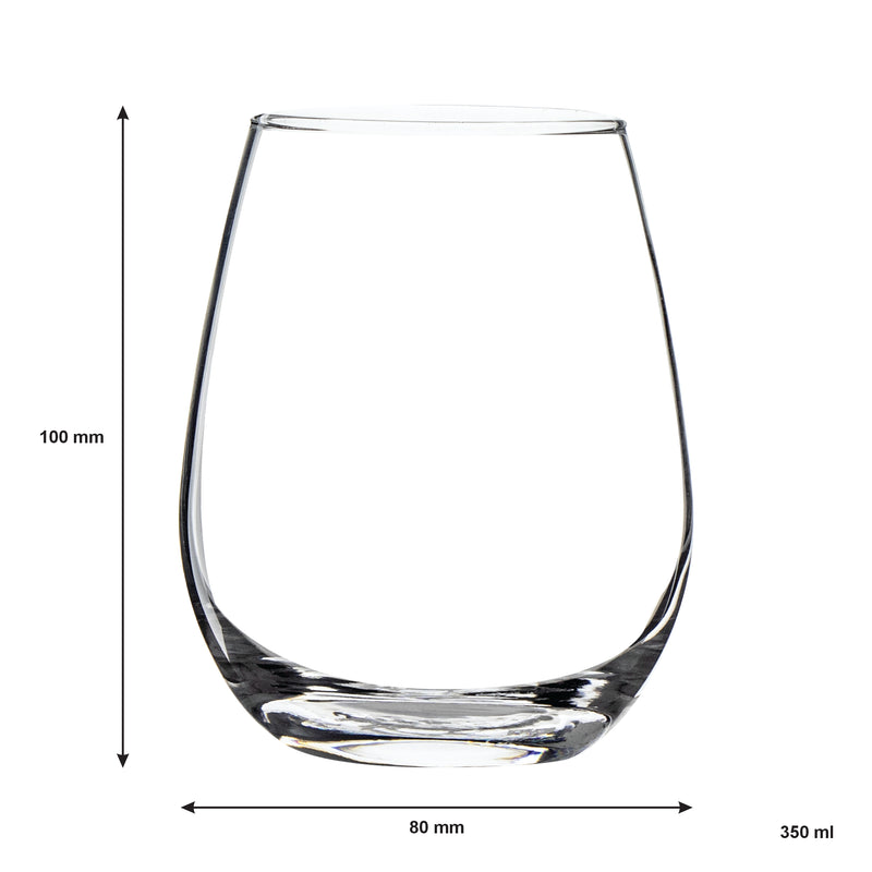CONSOL BORDEAUX STEMLESS WINE GLASS 4 PACK, (350ML)