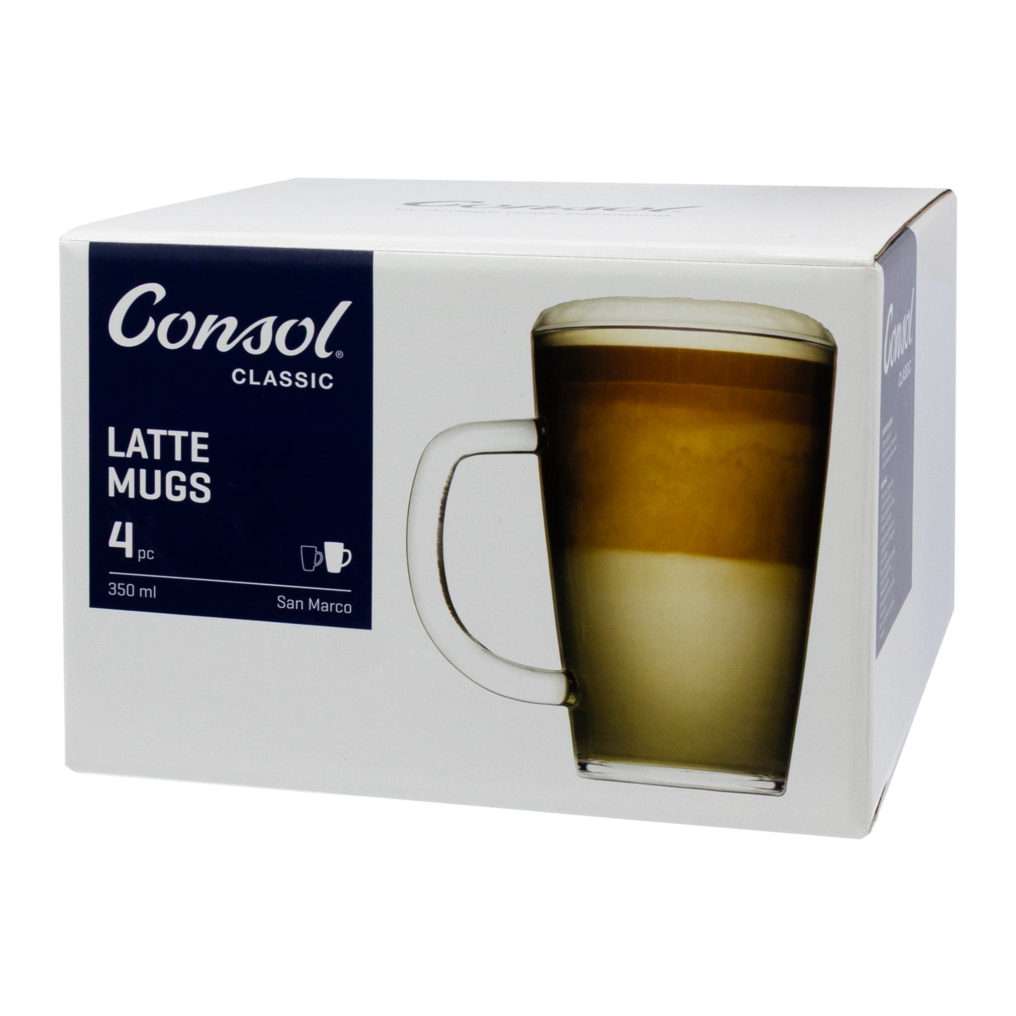 CONSOL SAN MARCO LATTE MUG 4PK, 350ML