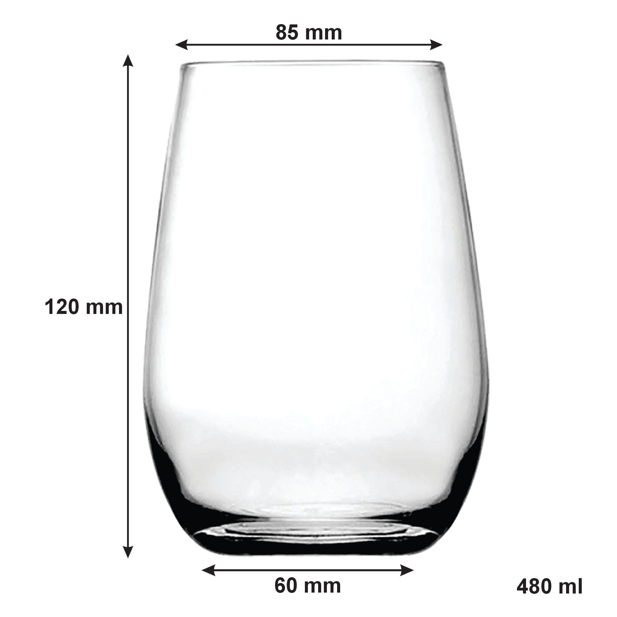 CONSOL BORDEAUX STEMLESS WINE GLASS 4PK, 480ML