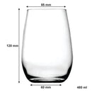 CONSOL BORDEAUX STEMLESS WINE GLASS 4 PACK, (480ML)