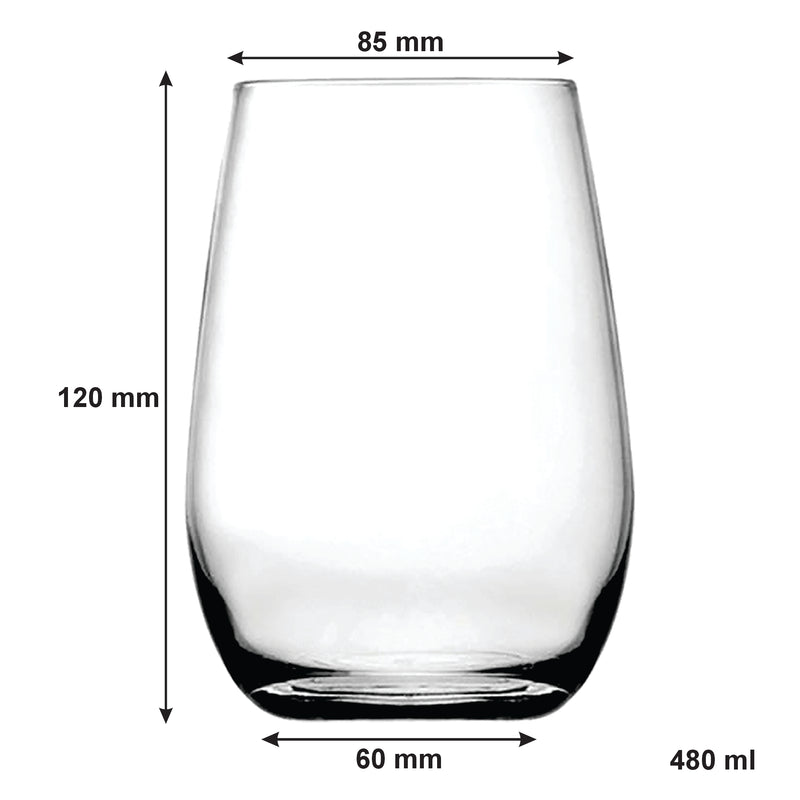 CONSOL BORDEAUX STEMLESS WINE GLASS 4 PACK, (480ML)