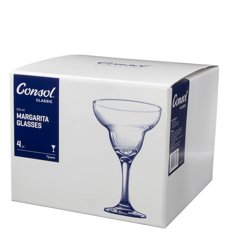 CONSOL TIJUANA MARGARITA STEM COCKTAIL GLASS 4 PACK, (375ML)