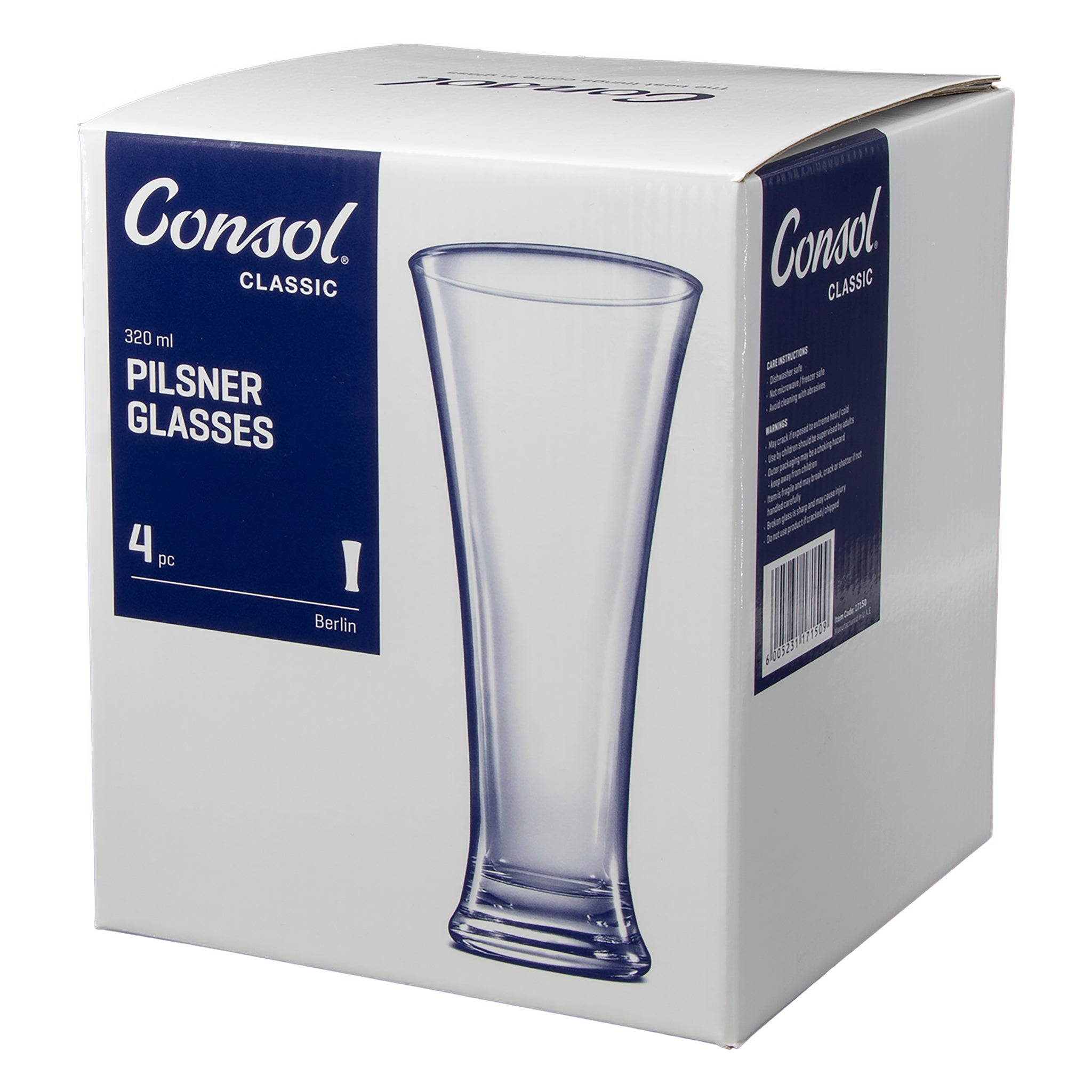 CONSOL BERLIN PILSNER GLASS 4PK, 320ML