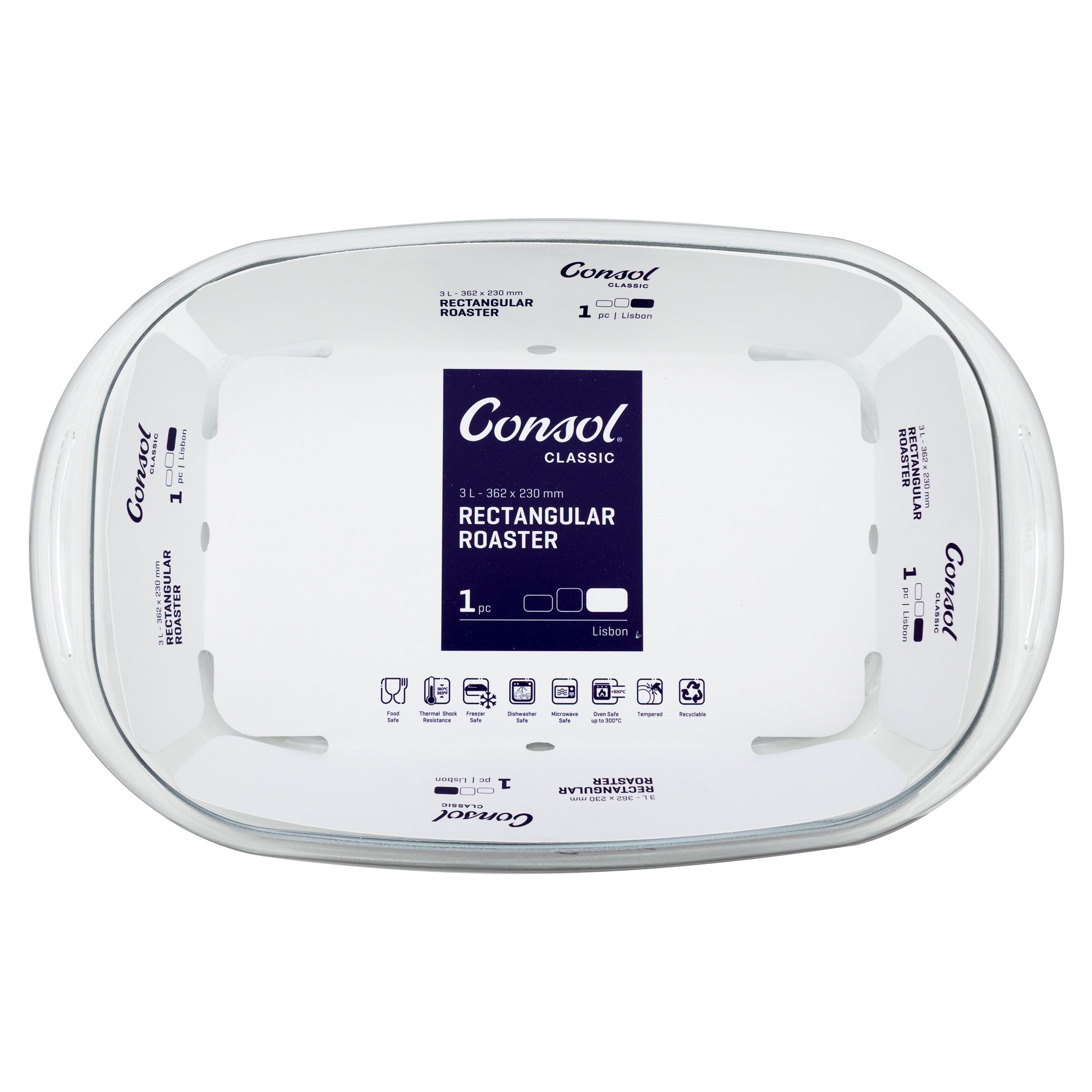CONSOL LISBON RECTANGULAR ROASTER, 3L
