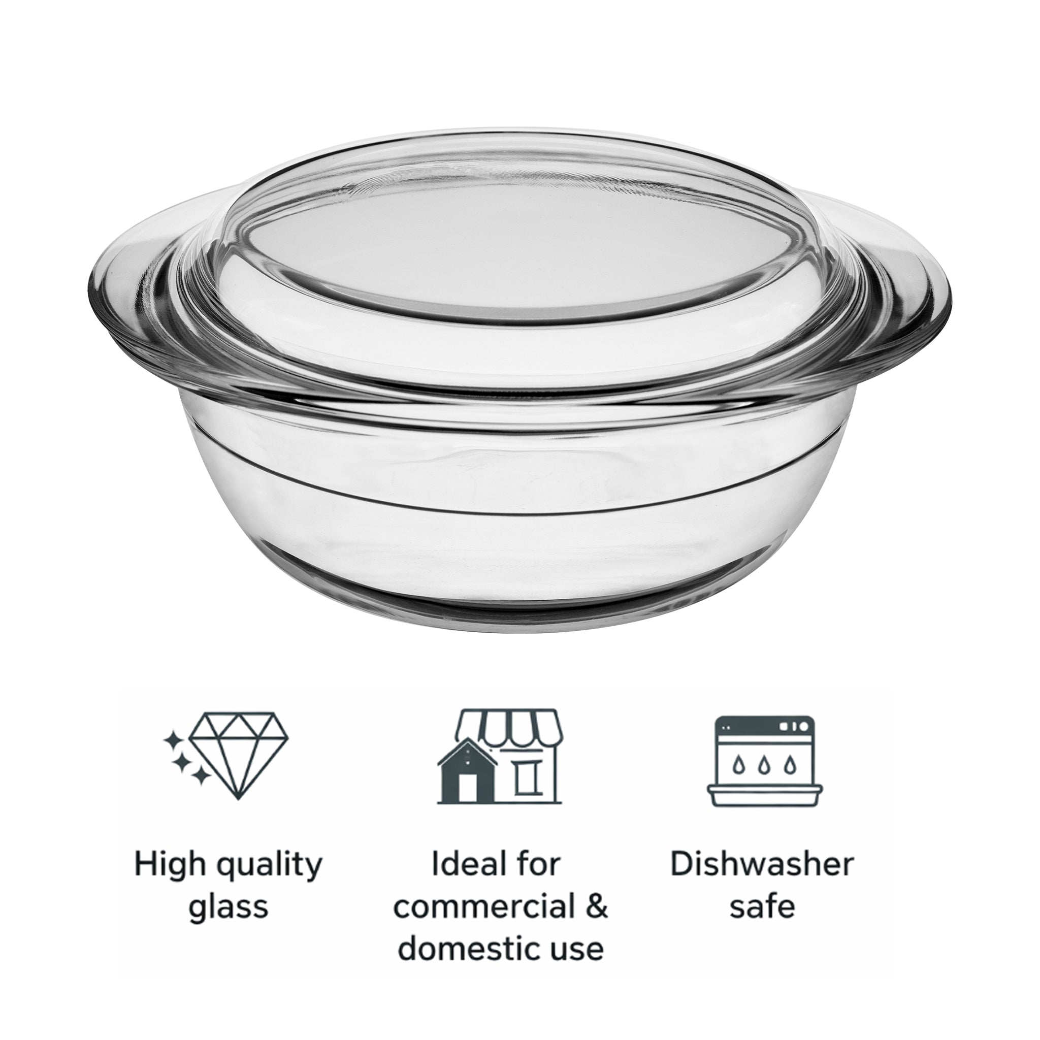 CONSOL CORDOBA ROUND GLASS CASSEROLE WITH LID, 1.4L
