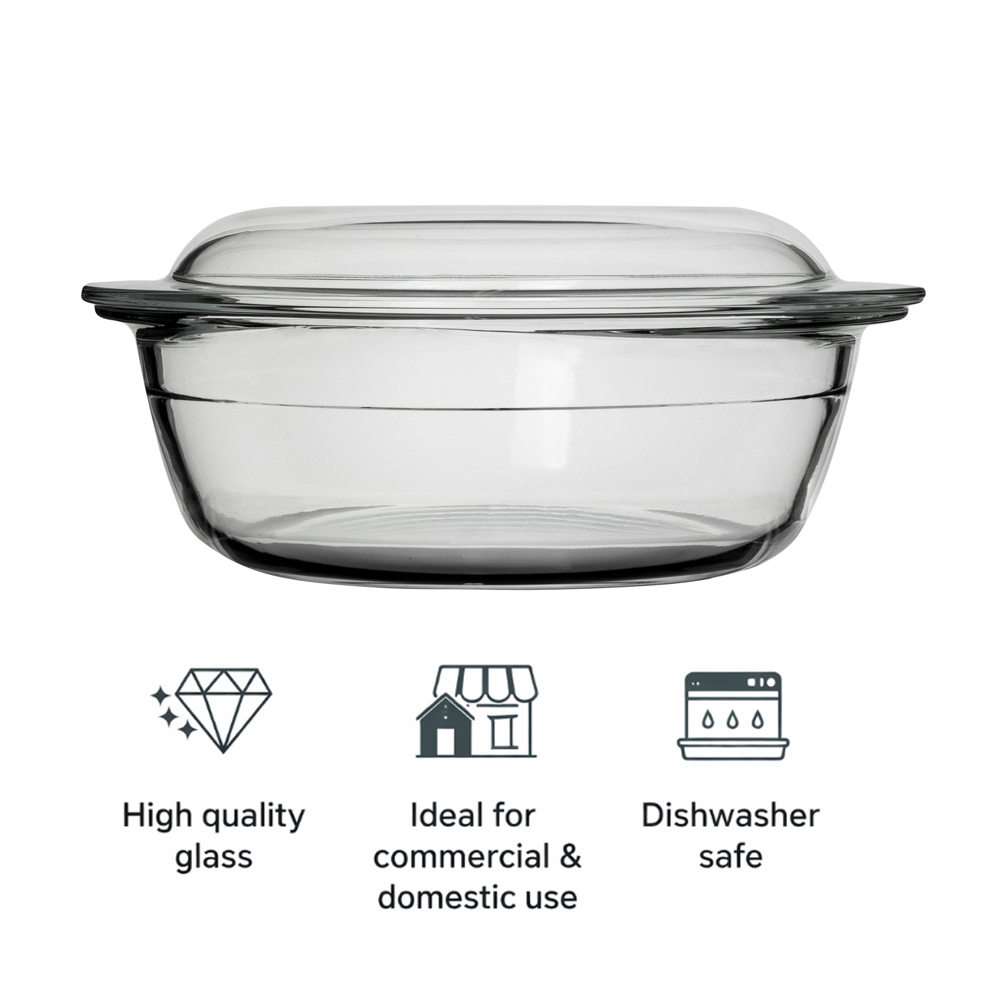 CONSOL CORDOBA ROUND GLASS CASSEROLE WITH LID, 3.1L