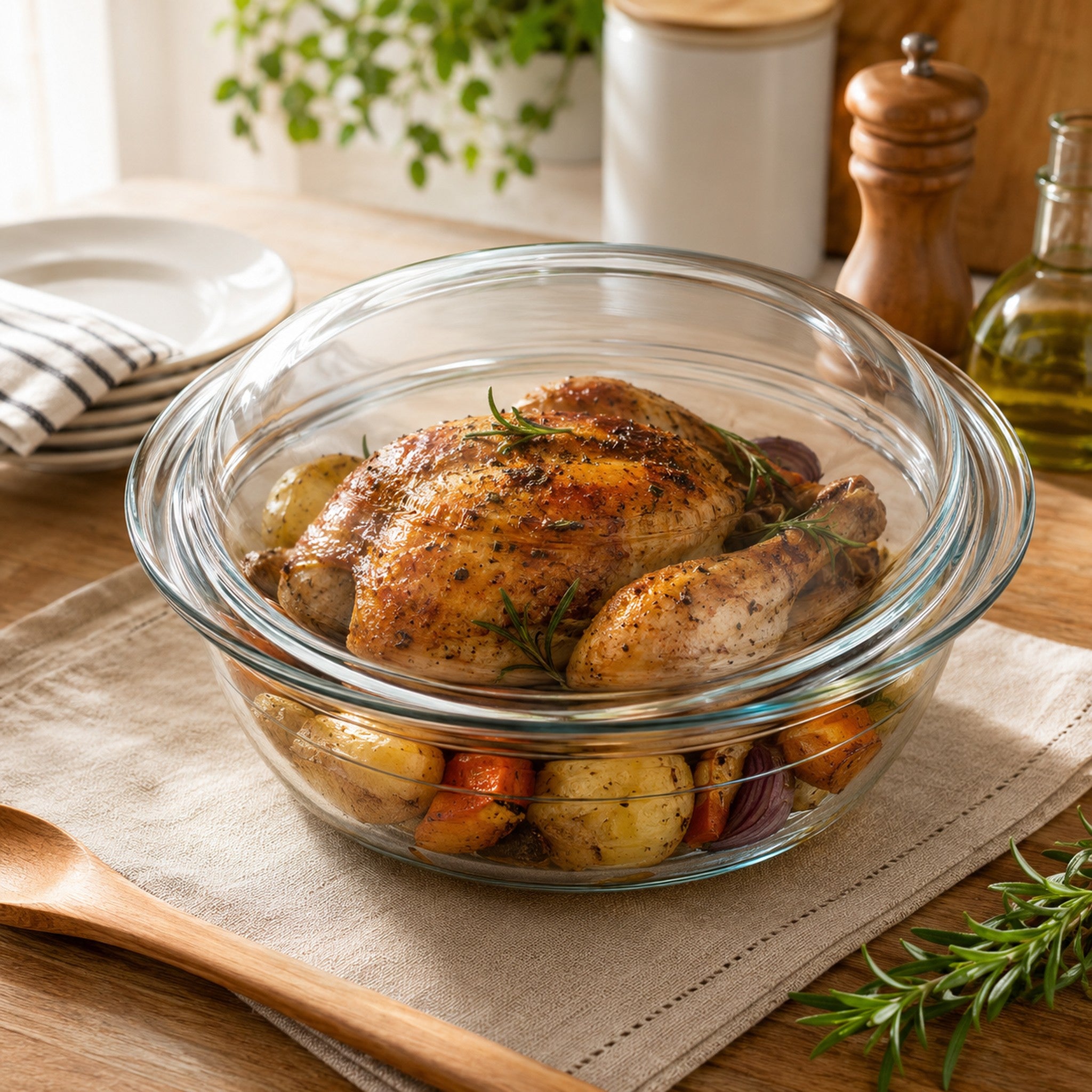 CONSOL CORDOBA ROUND GLASS CASSEROLE WITH LID, 3.1L