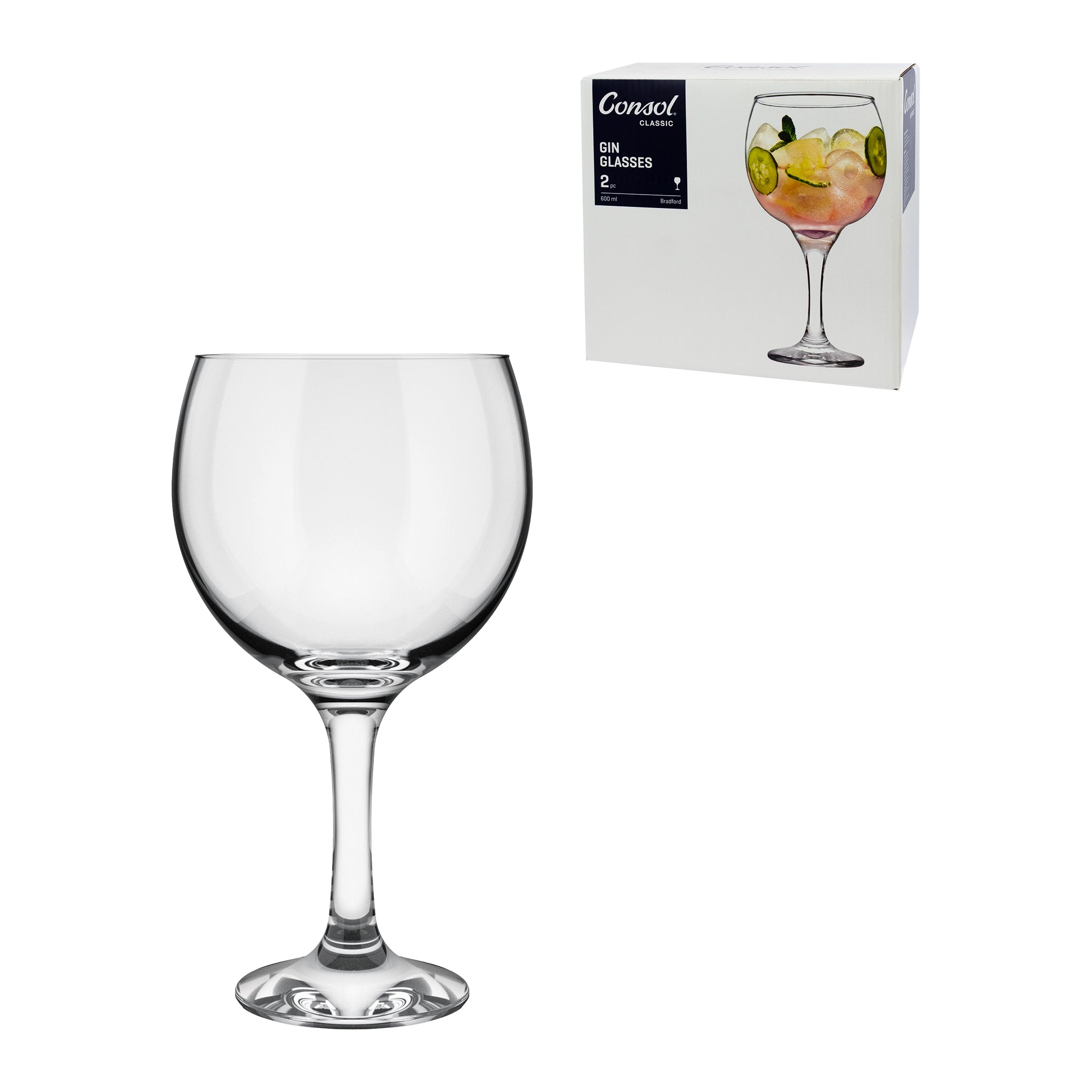 CONSOL BRADFORD STEM GIN GLASS 2PK, 600ML
