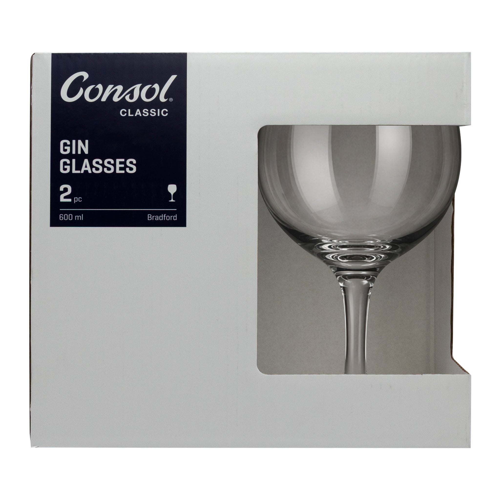 CONSOL BRADFORD STEM GIN GLASS 2PK, 600ML