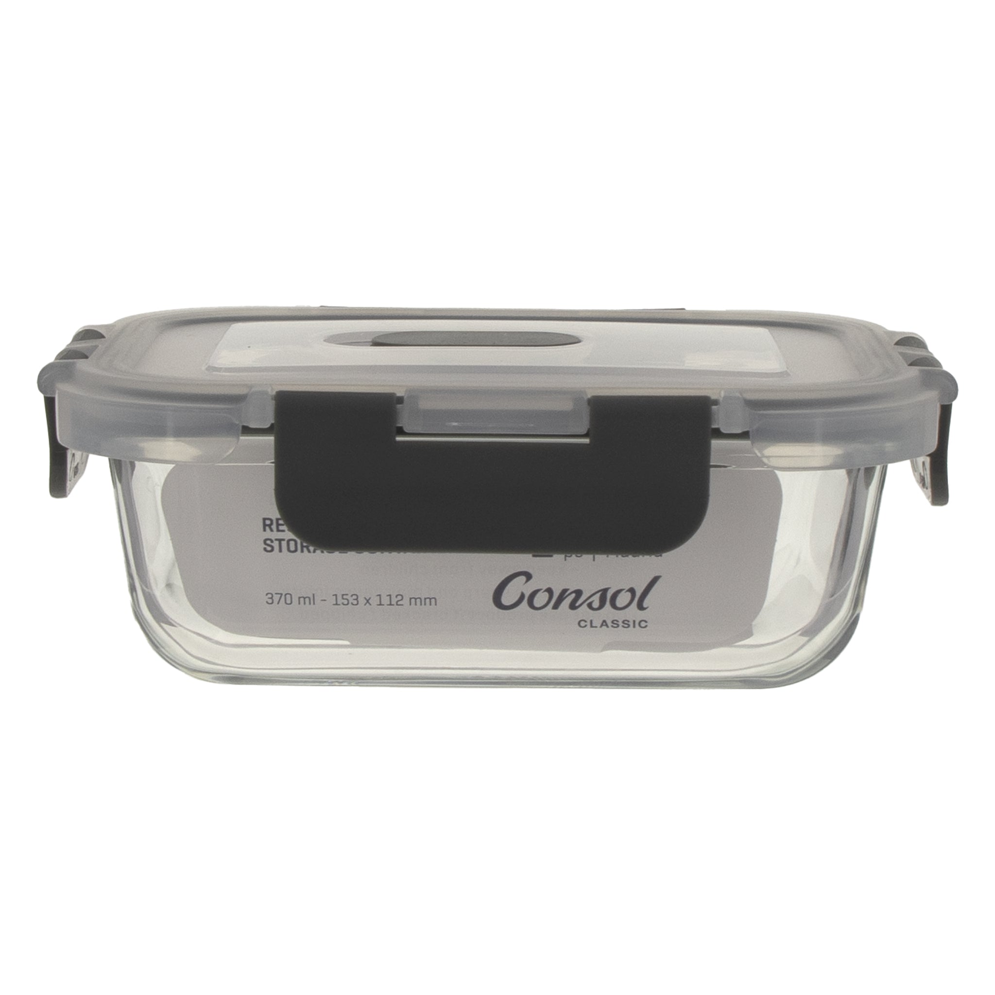 CONSOL MADRID RECT. STORAGE CONTAINER WITH VENTED CLIP ON LID, 370ML