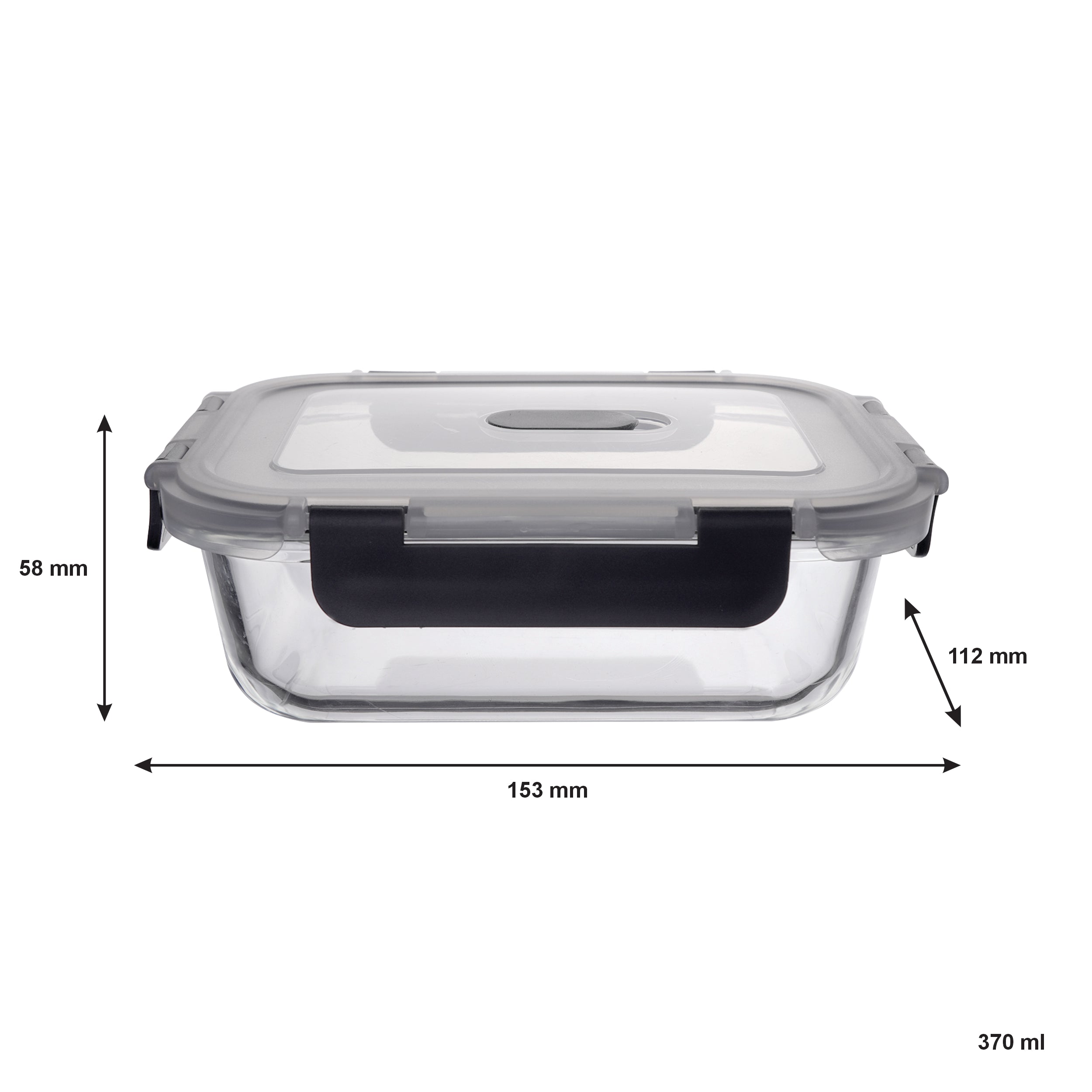 CONSOL MADRID RECT. STORAGE CONTAINER WITH VENTED CLIP ON LID, 370ML