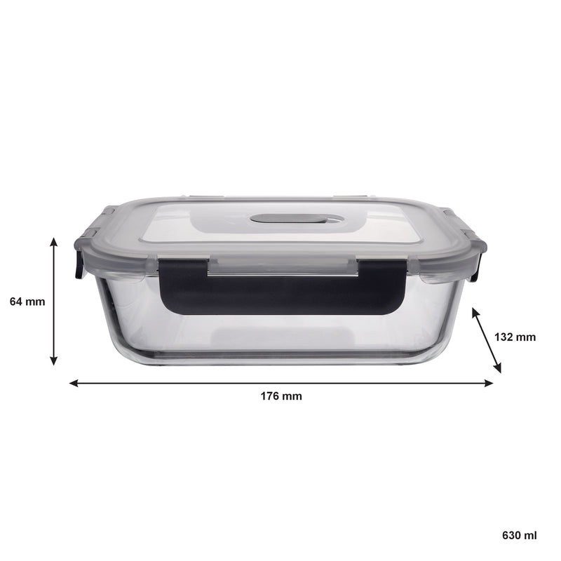 CONSOL MADRID RECT. STORAGE CONTAINER WITH VENTED CLIP ON LID, 630ML (176X132X64MM)