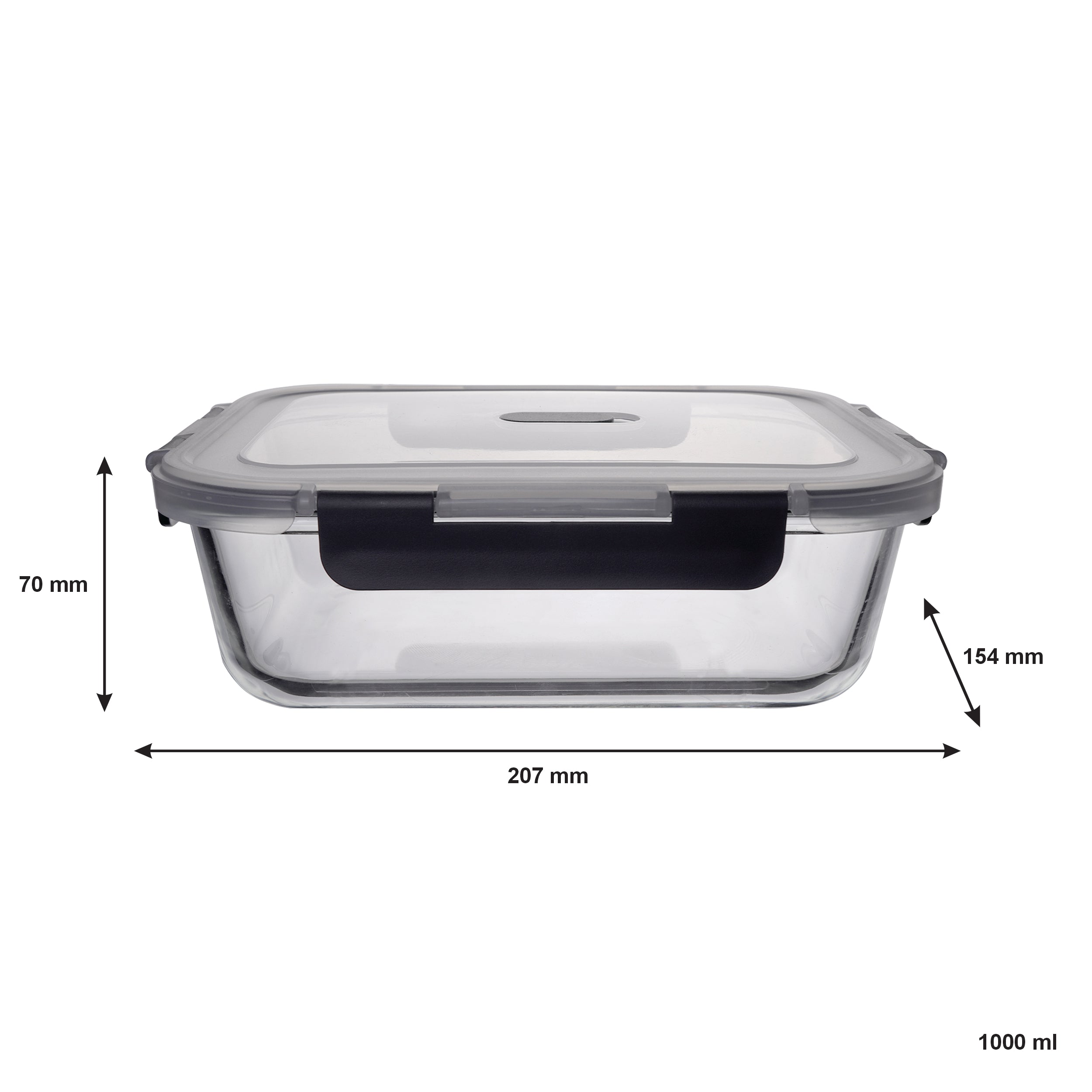 CONSOL MADRID RECT. STORAGE CONTAINER WITH VENTED CLIP ON LID, 1L