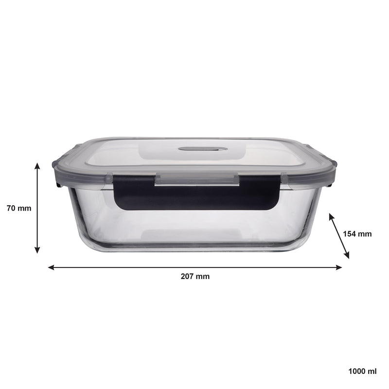 CONSOL MADRID RECT. STORAGE CONTAINER WITH VENTED CLIP ON LID, 1LT (207X154X70MM)
