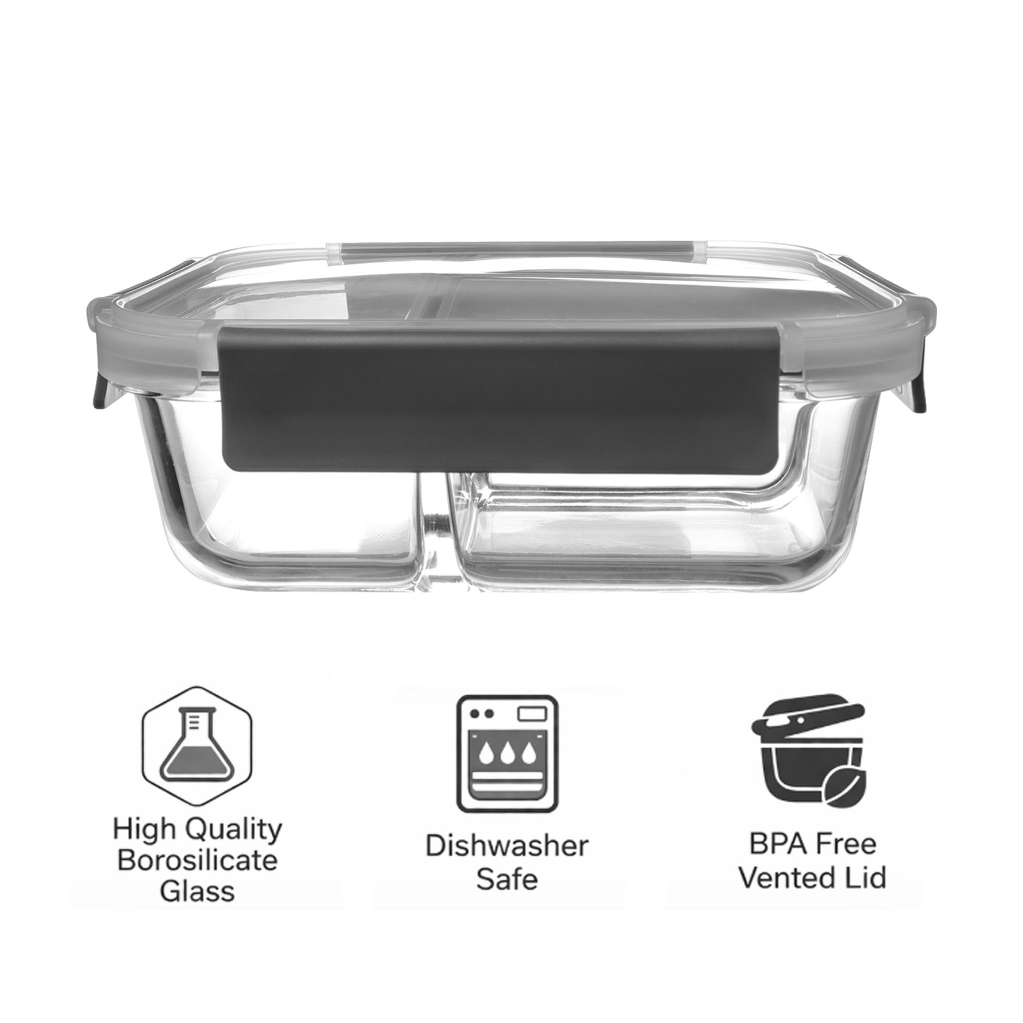 CONSOL MADRID RECT. 3 DIVISION STORAGE CONTAINER WITH CLIP ON LID, 910ML