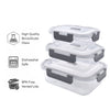 CONSOL MADRID STORAGE CONTAINERS WITH CLIP ON VENTED LIDS VALUE 3PK SET, 1L & 630ML & 370ML